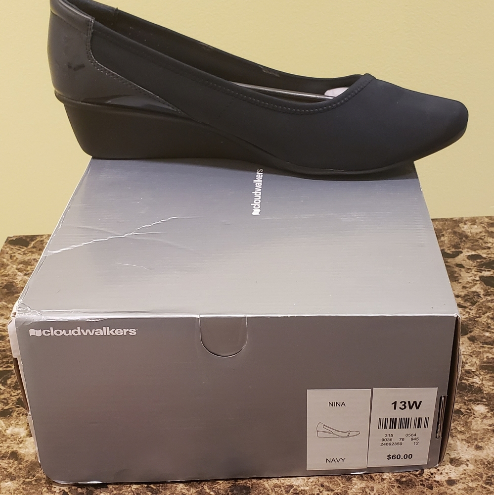 Cloudwalker Navy Nylon Slip on Wedge